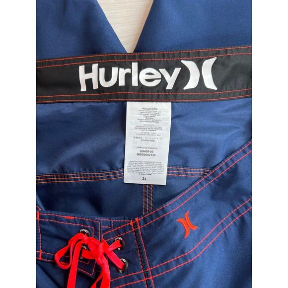 HURLEY 10" Surf Board Shorts Swim Trunks in Blue Men's 34 - Picture 10 of 12